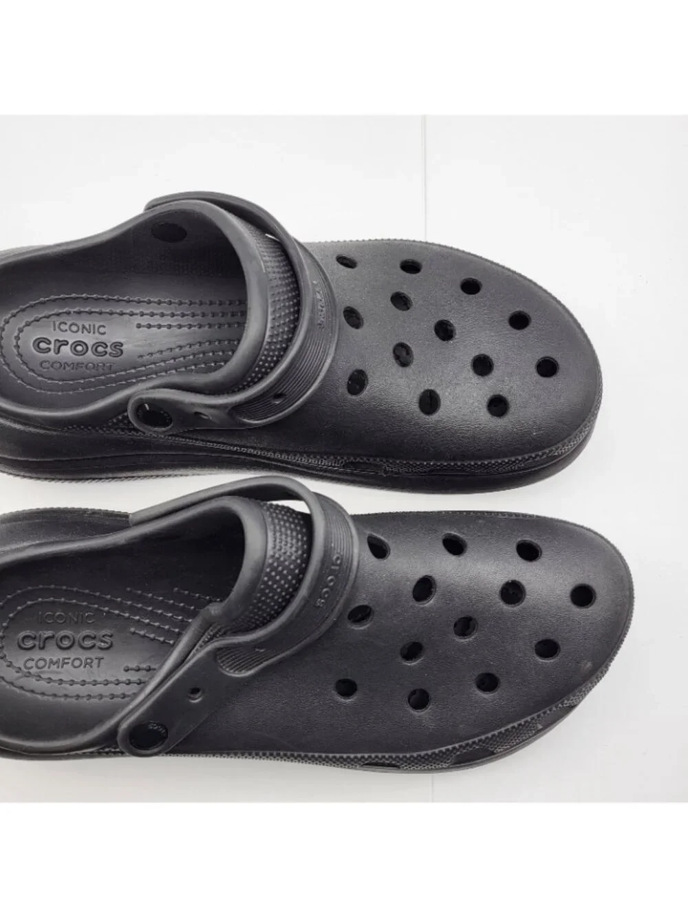 Crocs Mega Crush Clogs Black Men's Sz 13 Platform Vegan black slip on blemished